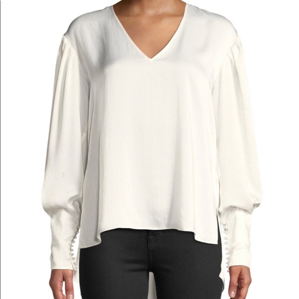 Joie Kynthia white blouse with pearl buttons. Size M